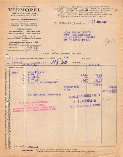 1944 materiel agricole - agricole, et