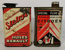 LOT BIDONS D'HUILE RENAULT STELCYL  / CITROËN SP19- AUTOMOBILIA ANTIQUE OIL CAN