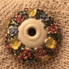 Capodimonte Chandelier Italian Rose Floral Ceramic Lamp Bobèche Wax Catcher