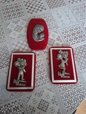 3 Plaques En Etain Sur