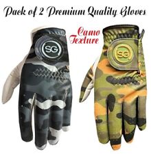 SG Hommes Camouflage Motif Golf Gants Blanc Cabretta Cuir Paume + Patch Et Pouce
