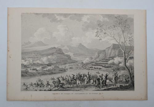 Gravure ancienne bataille - ancienne, du