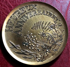 Art Déco Joyeux Anniversaire Célébration Médaille Par H.Larniere