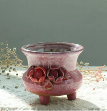 ?  FAIT MAIN 8x7cm POT COREEN CERAMIQUE "TRIPODE" SUCCULENTES CACTUS BONSAÏ ?