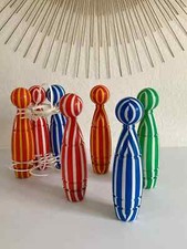 29 ⚜️ Ancien Jouet Enfant Déco Jeu de 7 Quilles en Plastique Vintage