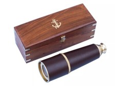 Deluxe Class Admiral's Brass - Télescope en cuir Spyglass 27" avec boîte en p...