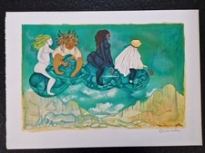 Pierre Cadiou Lithographie en couleurs illustrations Georges Brassens estampe