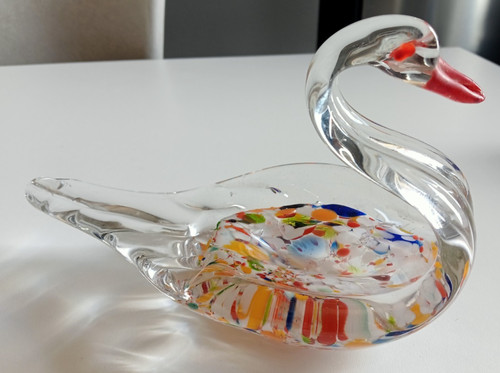 Ancien canard cygne en verre - ancien,