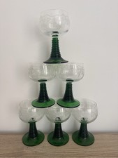 Lot de 6 verres à vin alsacien pied vert dit Rohmer Raisin Filigrané - 20cl