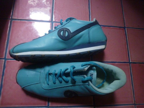 Tennis cuir turquoise - en,