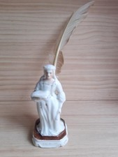 ancien porte plume porcelaine faience personnage décor peint encrier