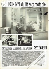 Publicité Advertising 127  1991  lit escamotable Griffon décorations ameublement