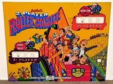 VINTAGE  GLACE DE FLIPPER MECANIQUE - GOTTLIEB ROLLER COASTER 1971  BACKGLASS