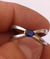 MAGNIFIQUE ANCIENNE BAGUE EN ARGENT MASSIF ET PIERRE BLEU À IDENTIFIER TAILLE 59