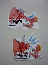 UDERZO / ( ASTERIX  )  2  AUTOCOLLANTS / OBELIX  NEZ / LE FILS D ASTERIX /  1983