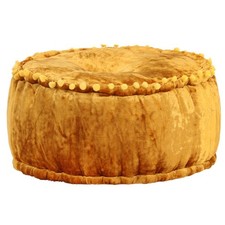 Pouf Rond Velours 40x20 cm Moutarde Repose-pied Tabouret Salon Maison vidaXL