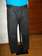 Pantalon jeans noir enduit HUGO BOSS handcrafted W33 42F empiecements 20VH14