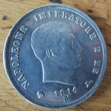 monnaie argent 5 lire napoleone imperatore 1814 m napoleon 1er empereur