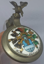 CHOPE à Bière en verre datée 1928 allemande aigle 6/20 litre brauerei