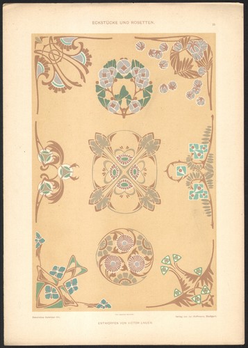 1900 lithographie rosaces - 1900,