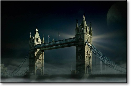 London tower bridge night - at,