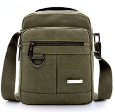 Sac à bandoulière homme toile vintage – sacoche voyage portable, sac main Vert