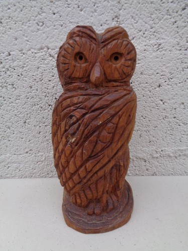 Statue hibou bois - en,