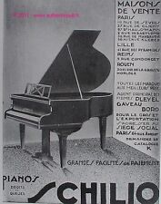 PUBLICITE ORIGINALE DE 1929 PIANO SCHILIO PLEYEL GAVEAU A BORD FRENCH AD ADVERT