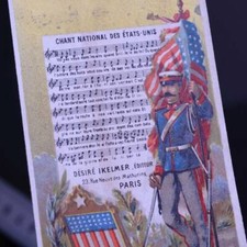 1890's AMERICAN NATIONAL ANTHEM STAR-SPANGLED BANNER VICTORIAN TRADE CARD FLAG