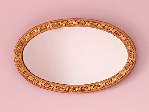 Miroir ovale doré - , et