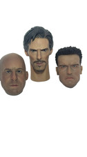 lot 3x  têtes de figurines - Vin Diesel - Benedict Cumberbatch - Schwarzenegger