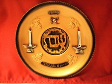 Vintage Shabbat Lighting Tray-Wall Decor Plate-Enameled/Engraved- made in ISRAEL