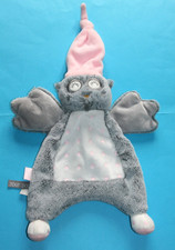 TAPE A L'OEIL TAO DOUDOU CHOUETTE PLAT GRIS ROSE BLANC POIS ROSE