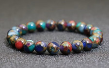 Bracelet de perles Calcédoine cloisonnée Multicolore, Sur mesure Homme Femme