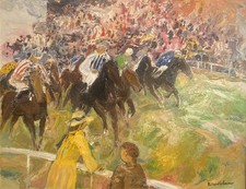 Roland Lefranc Œuvre Huile Dur Toile ‘Grand Prix ´ 80F