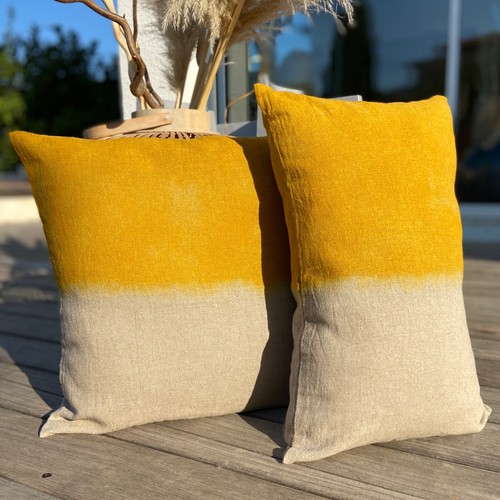 Housse coussin lin tie dye - de,