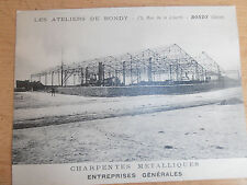pub ancienne sur carton les ateliers de Bondy " charpentes métallique ( ref 19 )
