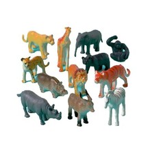 12 Animaux de la Savane la Jungle, plastique - modèle assorti de 3-6cm 3 ans +