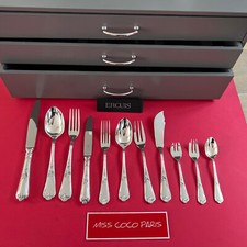 SET MENAGERE ERCUIS ROCAILLE LOUIS XV  BEL ETAT METAL ARGENTE COFFRE NEUF 140P;