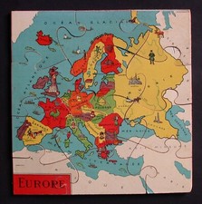 PUZZLE en bois carte de l'EUROPE imprimerie VAUGIRARD PARIS 1920 années 20 WW1