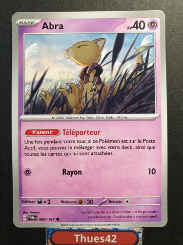 Carte pokémon abra - abra, 080/167