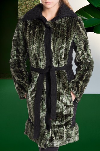 Manteau fausse fourrure vert