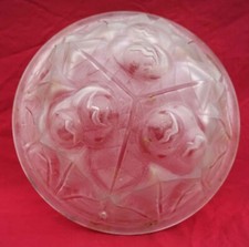 French ART DECO Degue Frosted Molded Glass Vasque Chandelier Signed Numbered