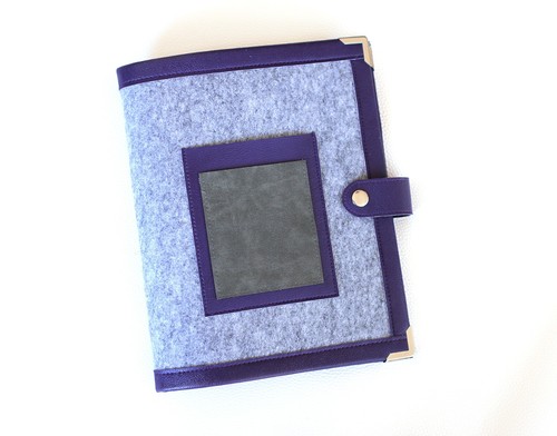 Violet gray felt planner - violet,