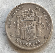 5 pesetas 1885 argent 900