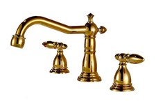 Retro Design Salle de Bains 3 Trou Mitigeur Robinet Baignoire Lavabo Or