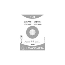 Fiches bristol - A4 - Petits carreaux - Non perforées - Blanc - Lot de 100 - Exa