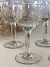 5 anciens verres gravés vin blanc porto Baccarat - St Louis