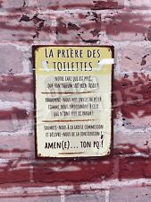 plaque métal vintage toilettes - texte humoristique - wc - déco rétro