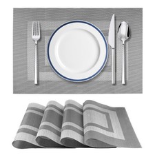Lot de 4 Set de Table Lavable Plastique en PVC,45 x 30 cm Texturé Antidérapan...